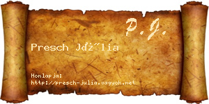 Presch Júlia névjegykártya